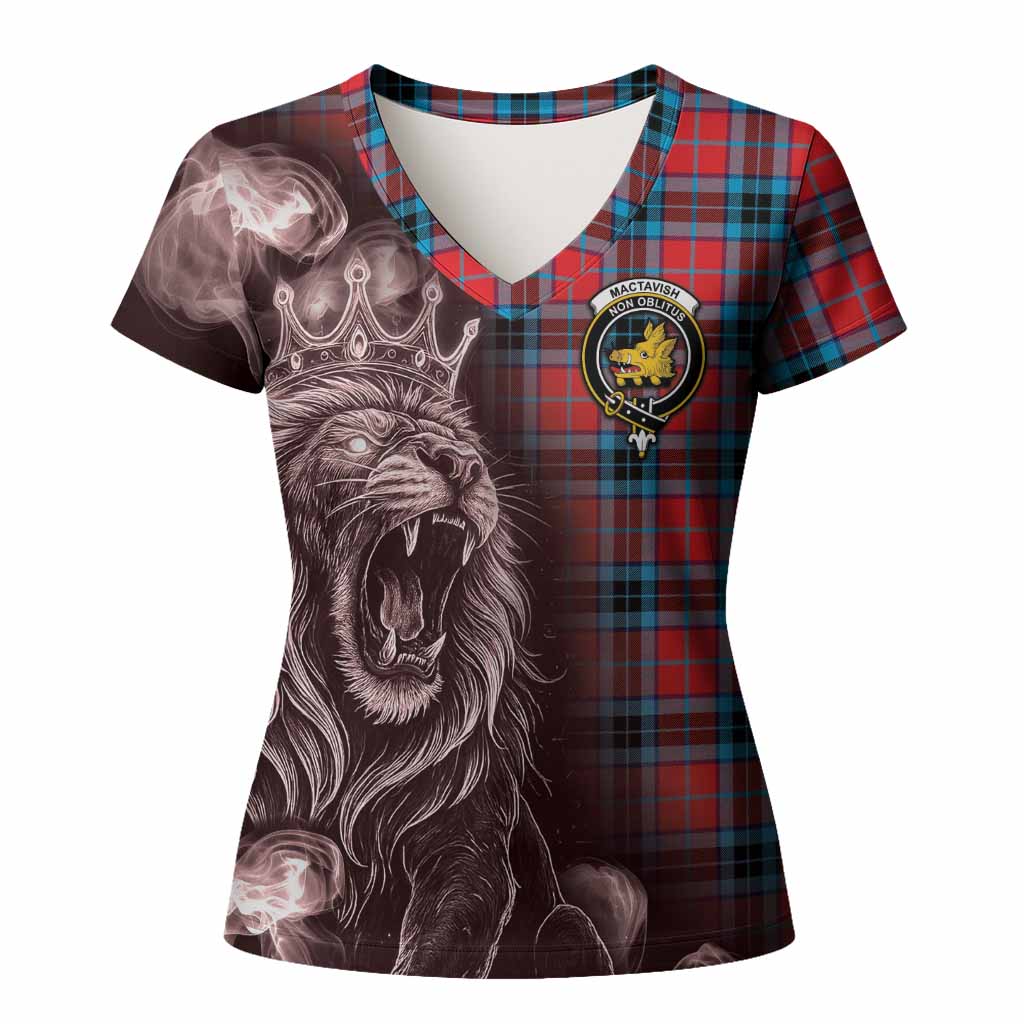 MacTavish (McTavish) Tartan Women T shirt Roaring Lion Heritage