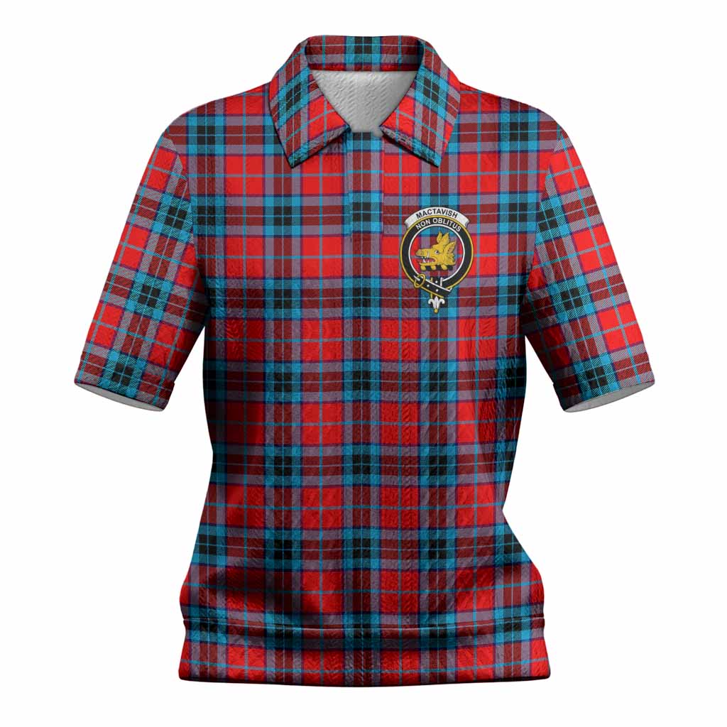 MacTavish (McTavish) Tartan Women’s Polo Sweater Top with Family Crest