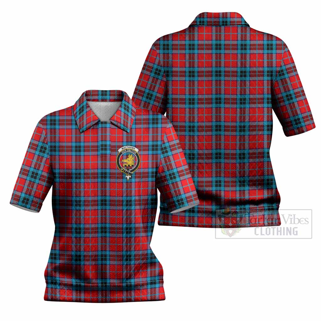 MacTavish (McTavish) Tartan Women’s Polo Sweater Top with Family Crest