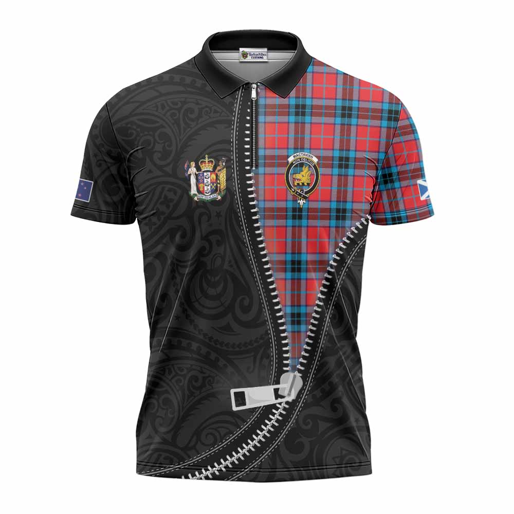 MacTavish (McTavish) Tartan Zipper Polo Shirt New Zealand Pattern Unique Zipper Stylized