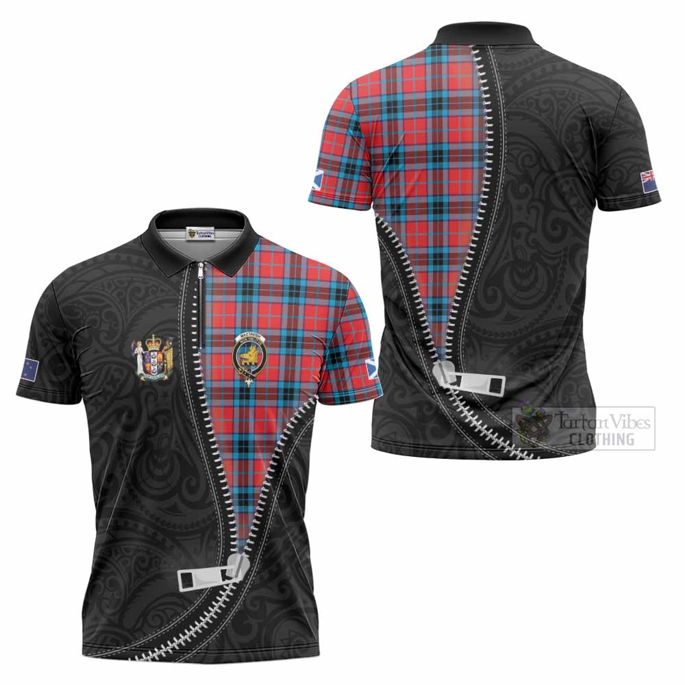 MacTavish (McTavish) Tartan Zipper Polo Shirt New Zealand Pattern Unique Zipper Stylized