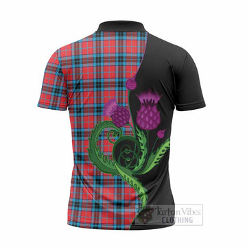 MacTavish (McTavish) Tartan Zipper Polo Shirt Traditional Scottish Thistle