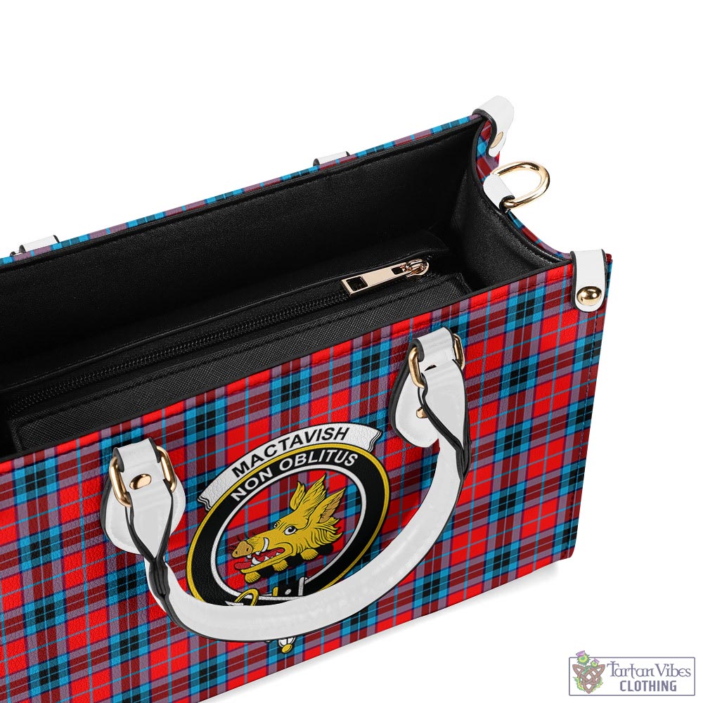 Tartan Vibes Clothing MacTavish Modern Tartan Luxury Leather Handbags with Family Crest