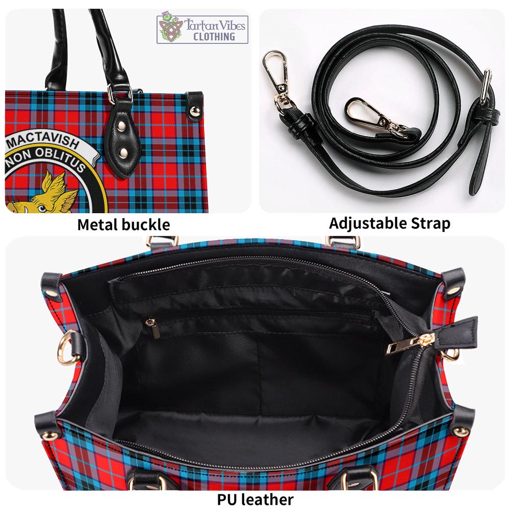 Tartan Vibes Clothing MacTavish Modern Tartan Luxury Leather Handbags with Family Crest