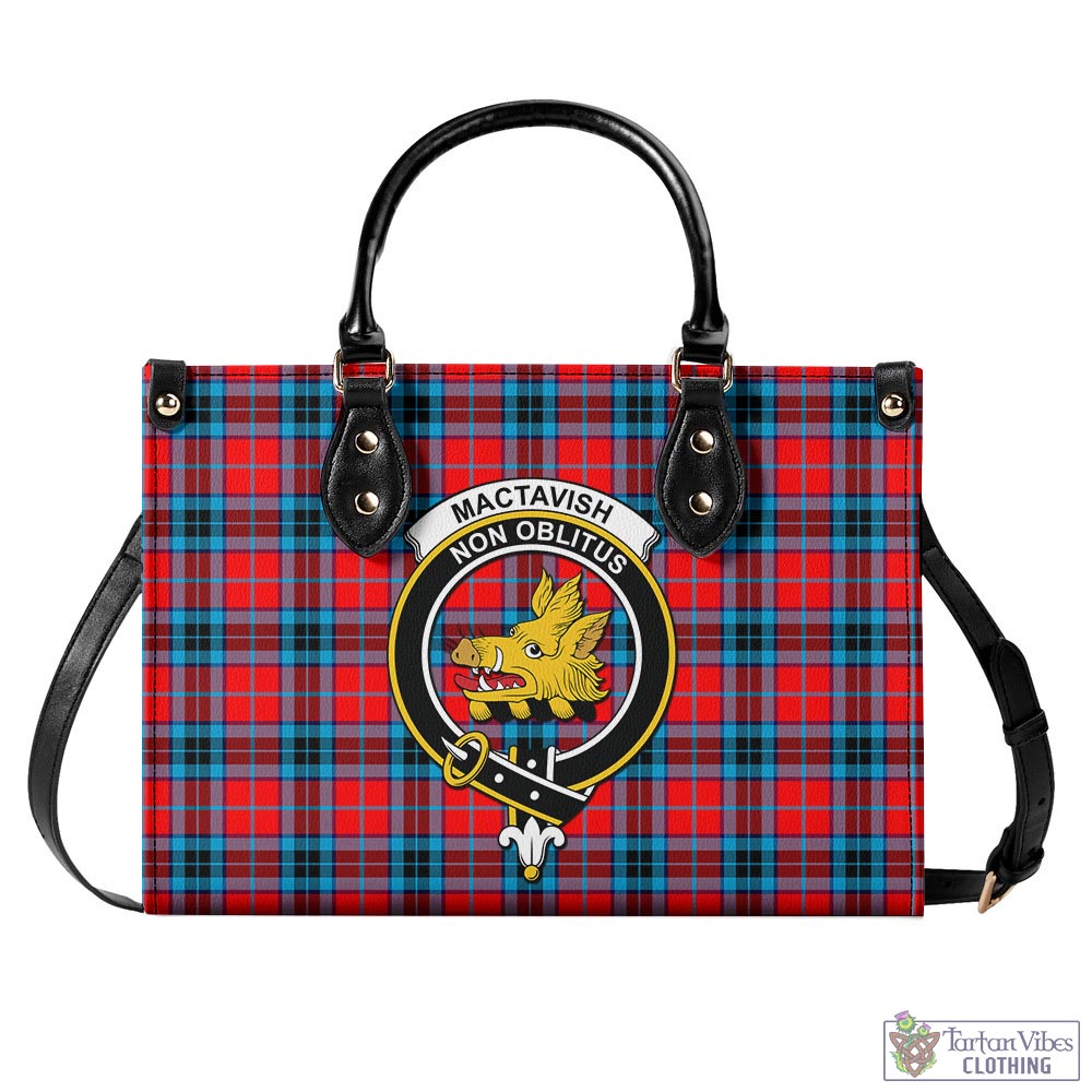 Tartan Vibes Clothing MacTavish Modern Tartan Luxury Leather Handbags with Family Crest