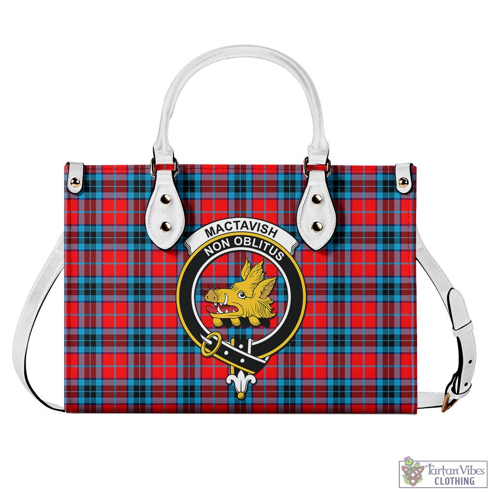 Tartan Vibes Clothing MacTavish Modern Tartan Luxury Leather Handbags with Family Crest