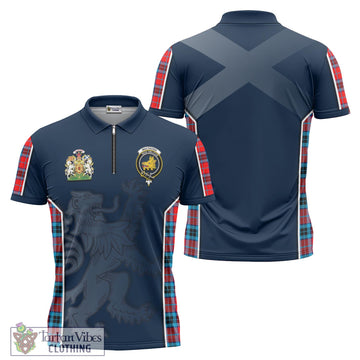 MacTavish Modern Tartan Zipper Polo Shirt with Family Crest and Lion Rampant Vibes Sport Style