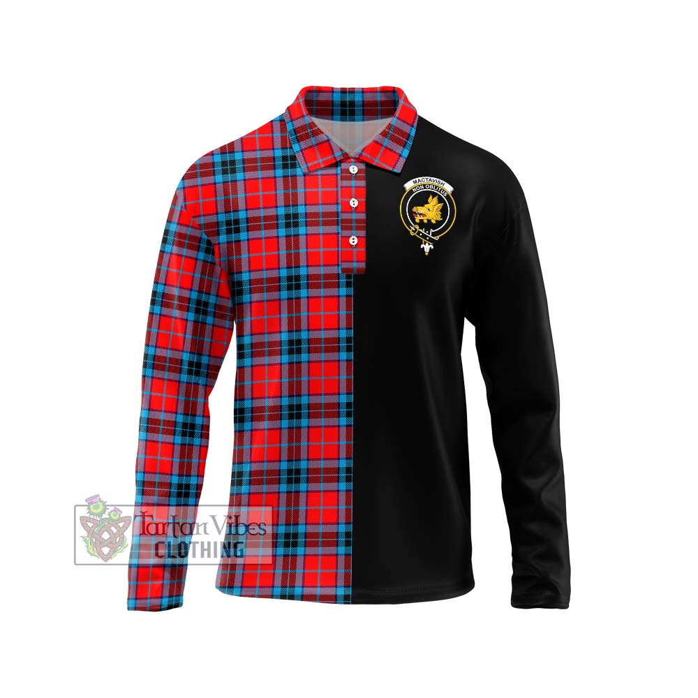 MacTavish (McTavish) Tartan Long Sleeve Polo Shirt with Family Crest and Half Of Me Style Unisex - Tartanvibesclothing Shop