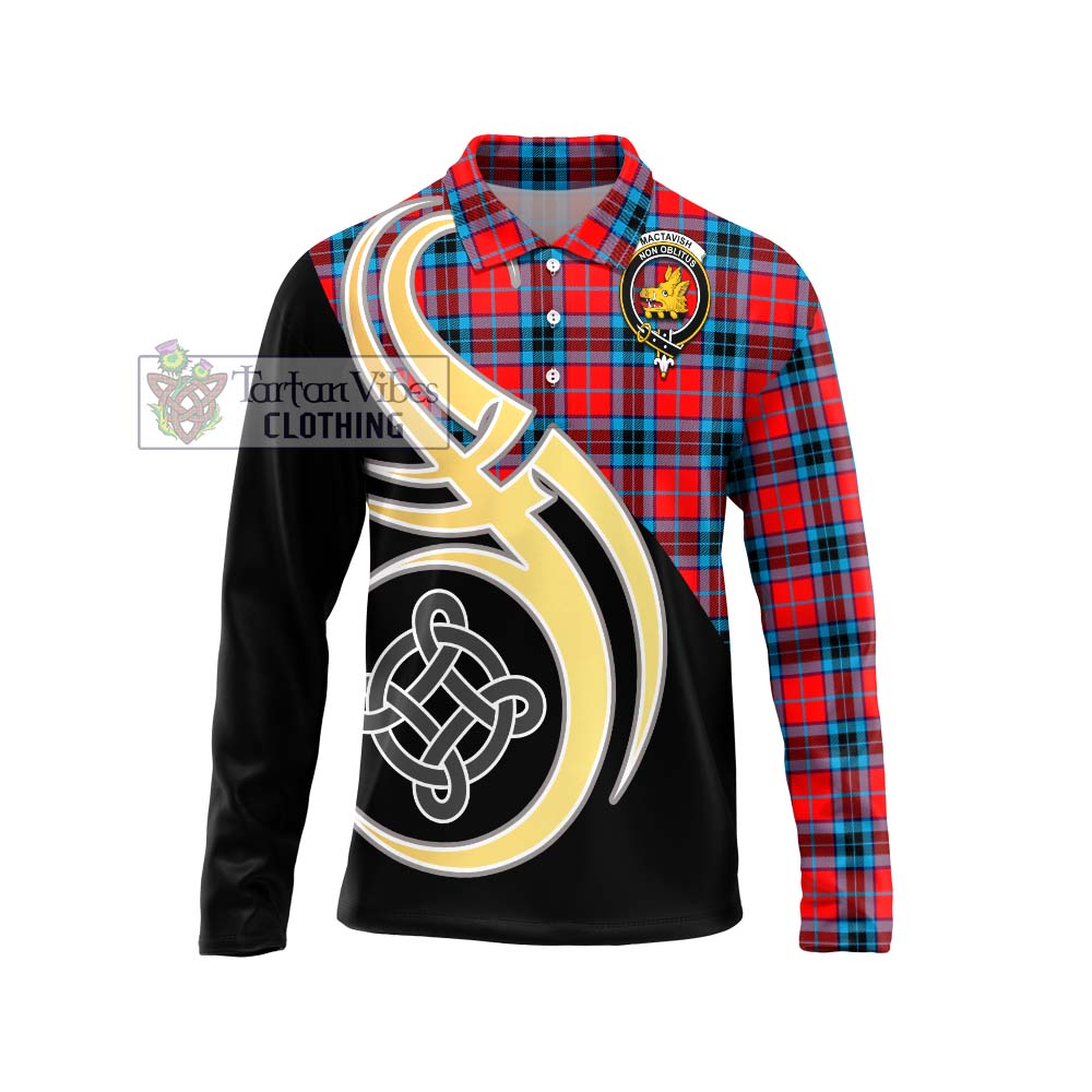 MacTavish (McTavish) Tartan Long Sleeve Polo Shirt with Family Crest and Celtic Symbol Style Unisex - Tartan Vibes Clothing