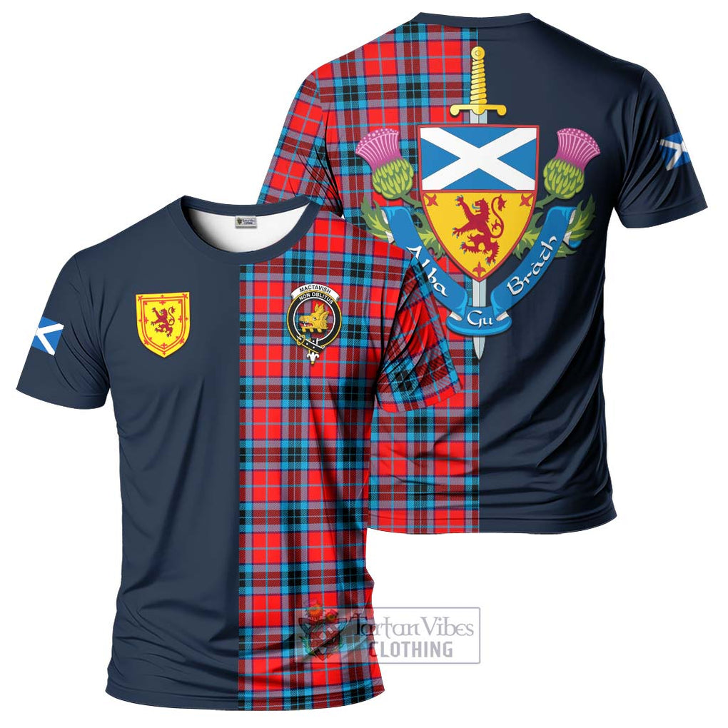 Tartan Vibes Clothing MacTavish Modern Tartan T-Shirt Alba with Scottish Lion Royal Arm Half Style