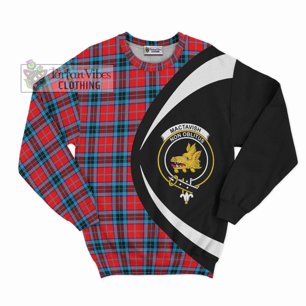 MacTavish (McTavish) Tartan Sweatshirt with Family Crest Circle Style Unisex - Tartan Vibes Clothing