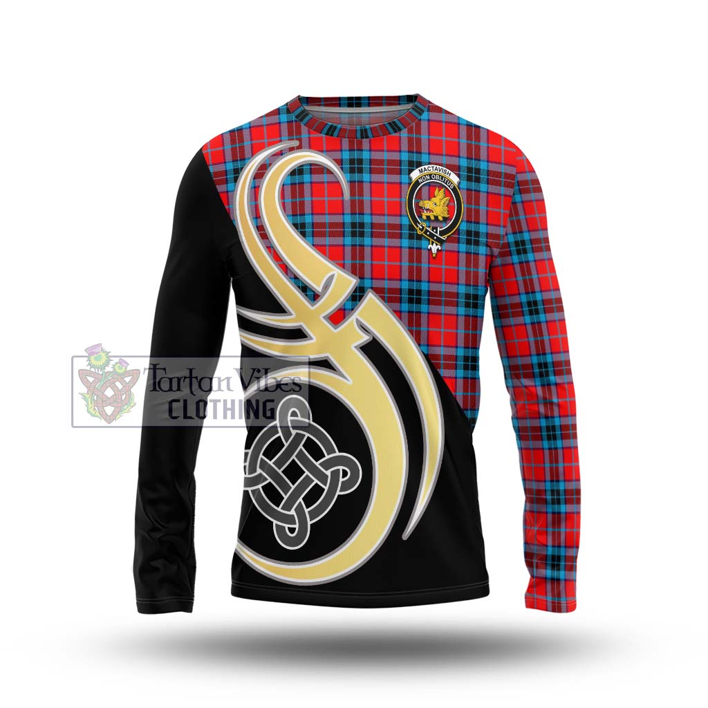 MacTavish (McTavish) Tartan Long Sleeve T-Shirt with Family Crest and Celtic Symbol Style Unisex - Tartan Vibes Clothing