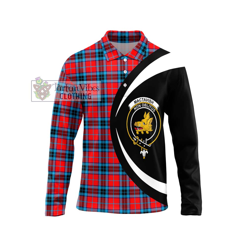 MacTavish (McTavish) Tartan Long Sleeve Polo Shirt with Family Crest Circle Style Unisex - Tartan Vibes Clothing