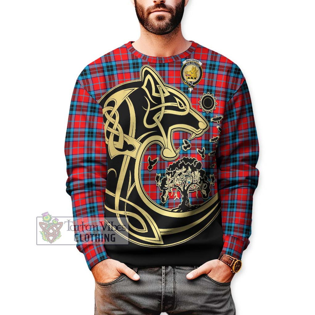 MacTavish (McTavish) Tartan Sweatshirt with Family Crest Celtic Wolf Style Unisex - Tartan Vibes Clothing