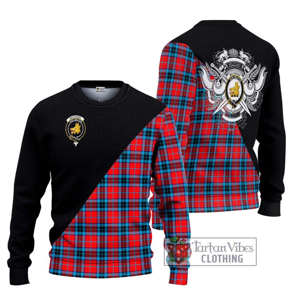 MacTavish (McTavish) Tartan Knitted Sweater with Family Crest and Military Logo Style Unisex - Tartanvibesclothing Shop