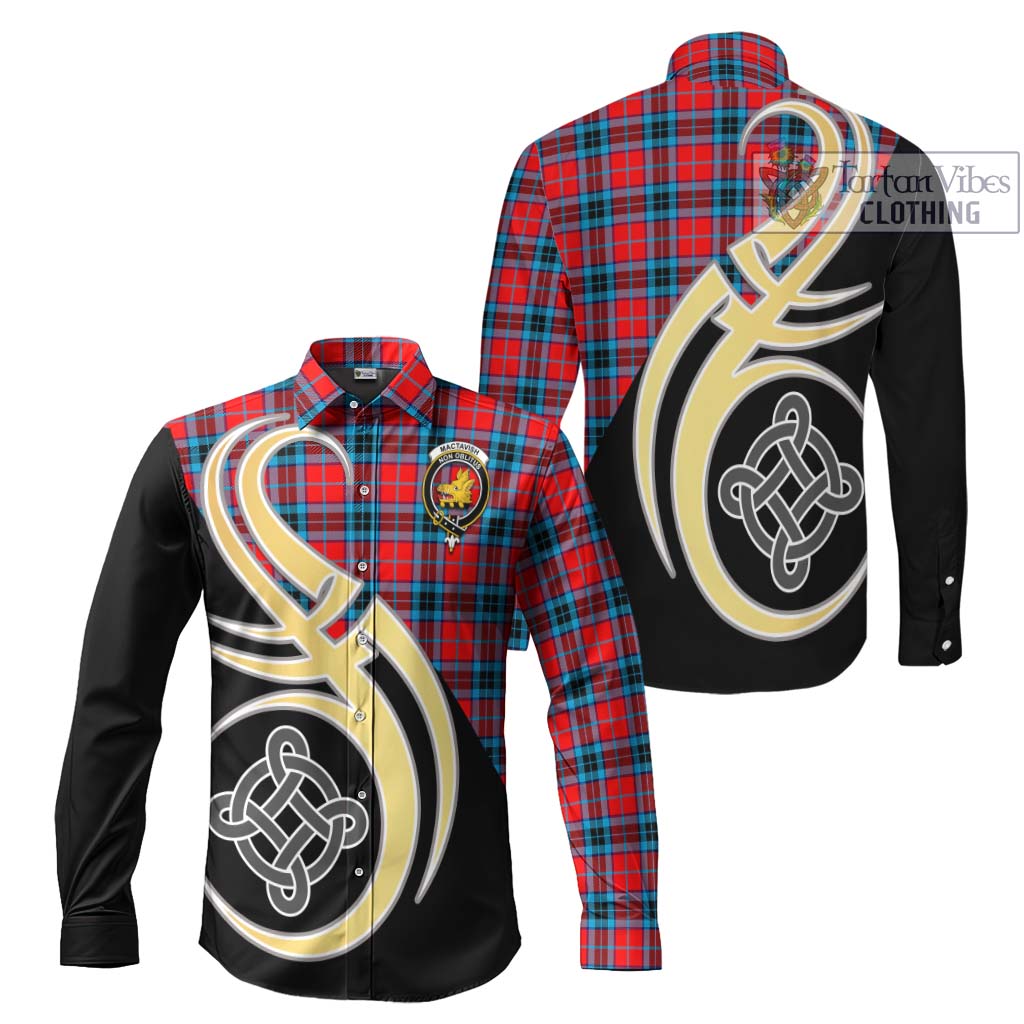 MacTavish (McTavish) Tartan Long Sleeve Button Shirt with Family Crest and Celtic Symbol Style Men's Shirt S - Tartan Vibes Clothing