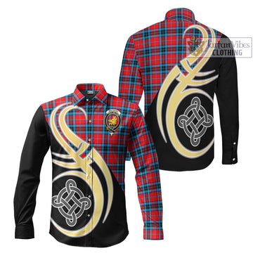 MacTavish (McTavish) Tartan Long Sleeve Button Shirt with Family Crest and Celtic Symbol Style