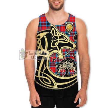 MacTavish (McTavish) Tartan Men's Tank Top with Family Crest Celtic Wolf Style