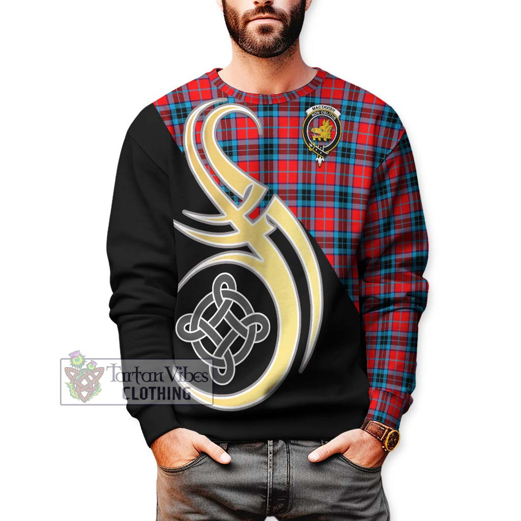 MacTavish (McTavish) Tartan Sweatshirt with Family Crest and Celtic Symbol Style Unisex - Tartan Vibes Clothing