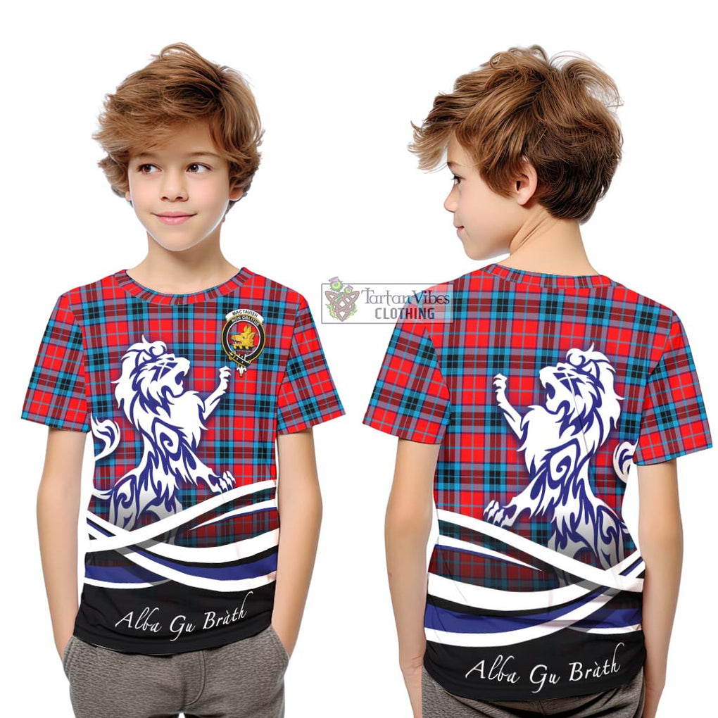 MacTavish (McTavish) Tartan Kid T-Shirt with Alba Gu Brath Regal Lion Emblem Youth XL Size14 - Tartanvibesclothing Shop