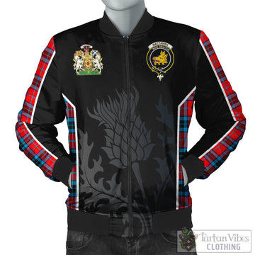 MacTavish Modern Tartan Bomber Jacket with Family Crest and Scottish Thistle Vibes Sport Style