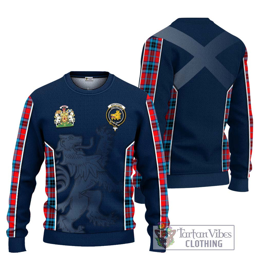 MacTavish (McTavish) Tartan Knitted Sweater with Family Crest and Lion Rampant Vibes Sport Style Unisex - Tartan Vibes Clothing