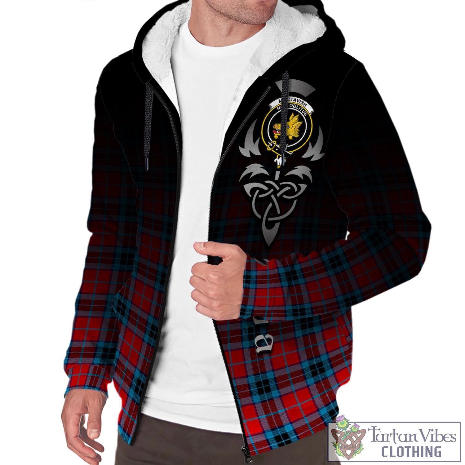 MacTavish (McTavish) Tartan Sherpa Hoodie Featuring Alba Gu Brath Family Crest Celtic Inspired Unisex - Tartan Vibes Clothing