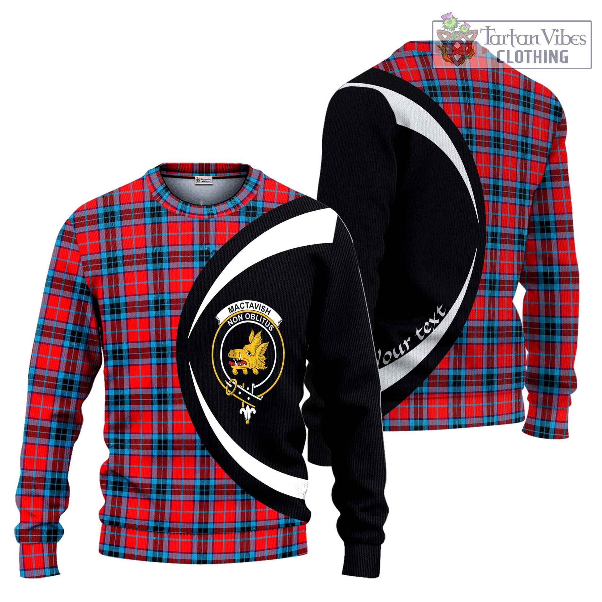 MacTavish (McTavish) Tartan Knitted Sweater with Family Crest Circle Style Unisex - Tartan Vibes Clothing