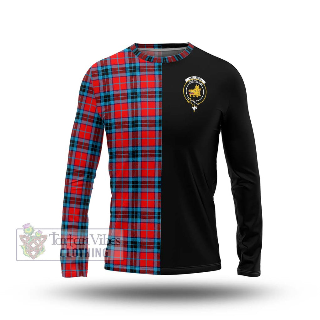 MacTavish (McTavish) Tartan Long Sleeve T-Shirt with Family Crest and Half Of Me Style Unisex - Tartanvibesclothing Shop