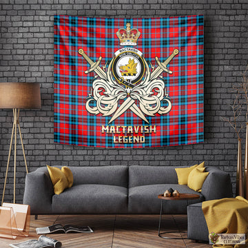 MacTavish (McTavish) Tartan Tapestry with Clan Crest and the Golden Sword of Courageous Legacy