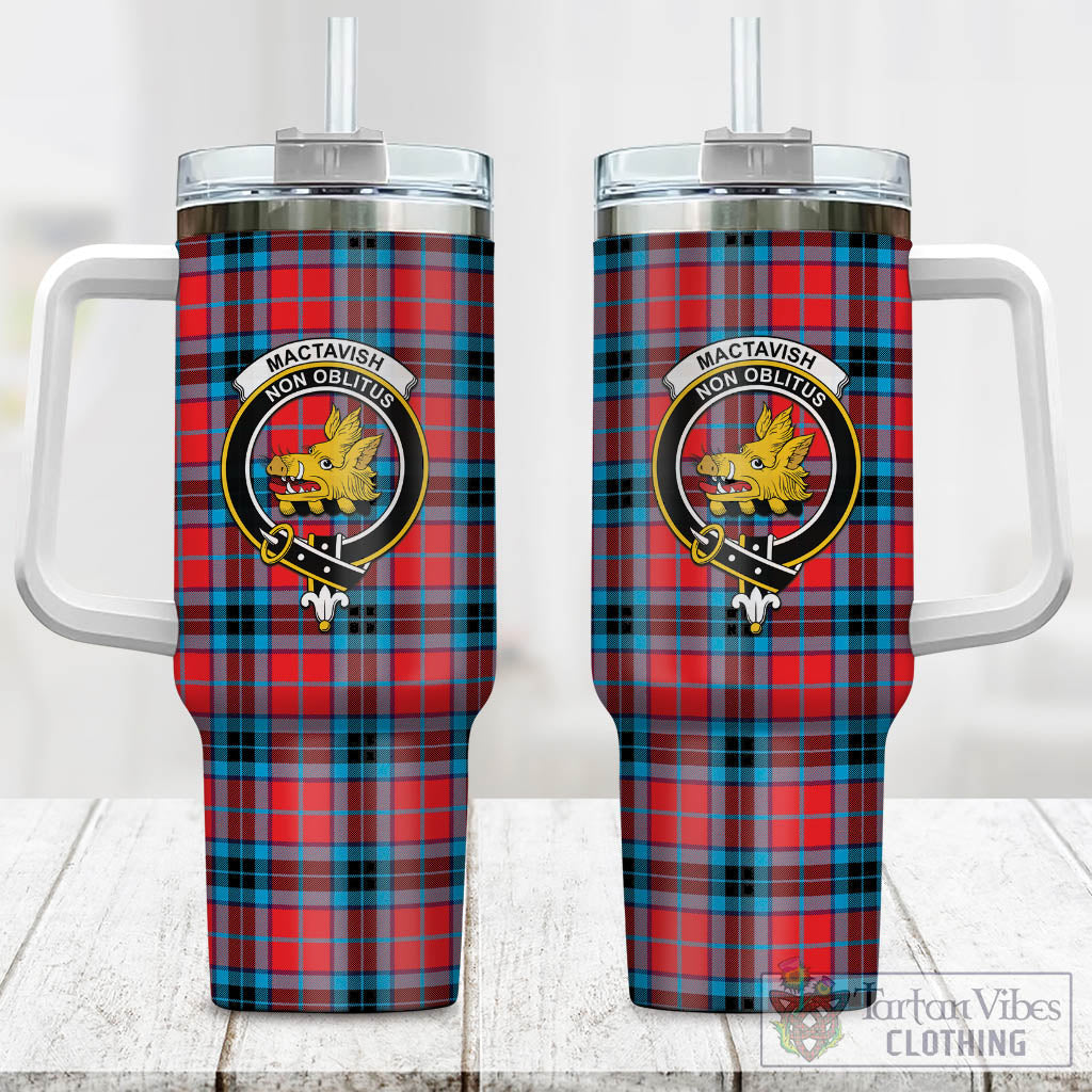 Tartan Vibes Clothing MacTavish Modern Tartan and Family Crest Tumbler with Handle
