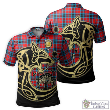 MacTavish (McTavish) Tartan Polo Shirt with Family Crest Celtic Wolf Style