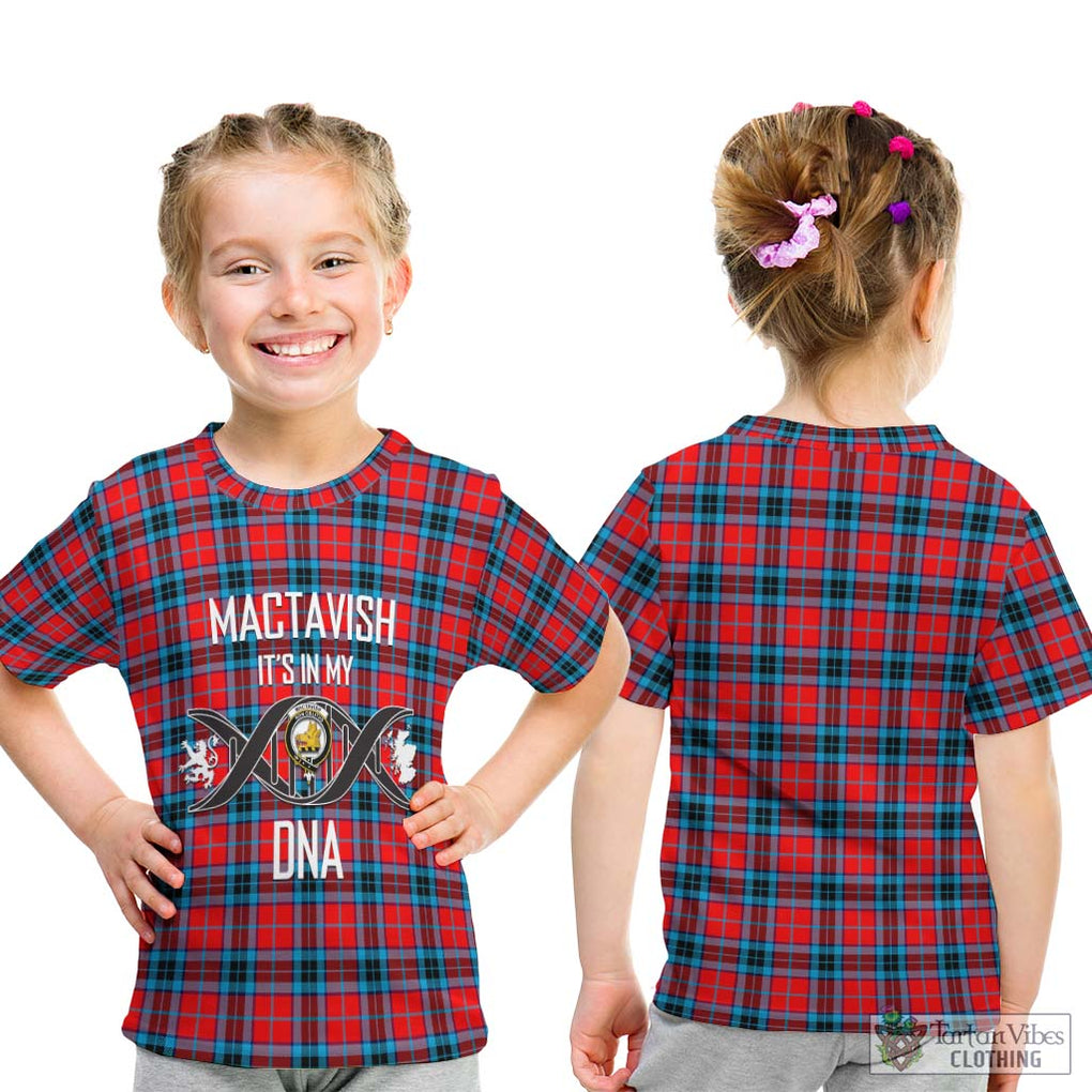 MacTavish (McTavish) Tartan Kid T-Shirt with Family Crest DNA In Me Style - Tartanvibesclothing Shop