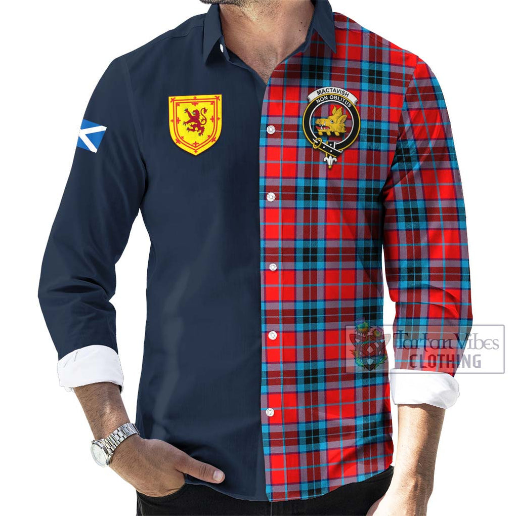 Tartan Vibes Clothing MacTavish Modern Tartan Long Sleeve Button Shirt with Scottish Lion Royal Arm Half Style