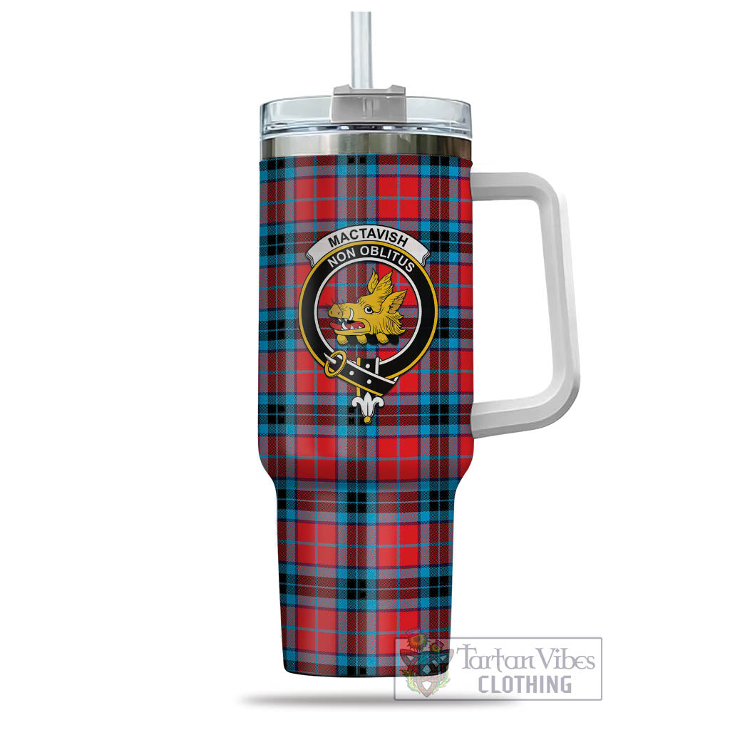 Tartan Vibes Clothing MacTavish Modern Tartan and Family Crest Tumbler with Handle