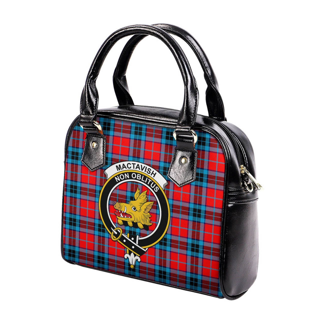 MacTavish Modern Tartan Shoulder Handbags with Family Crest - Tartanvibesclothing