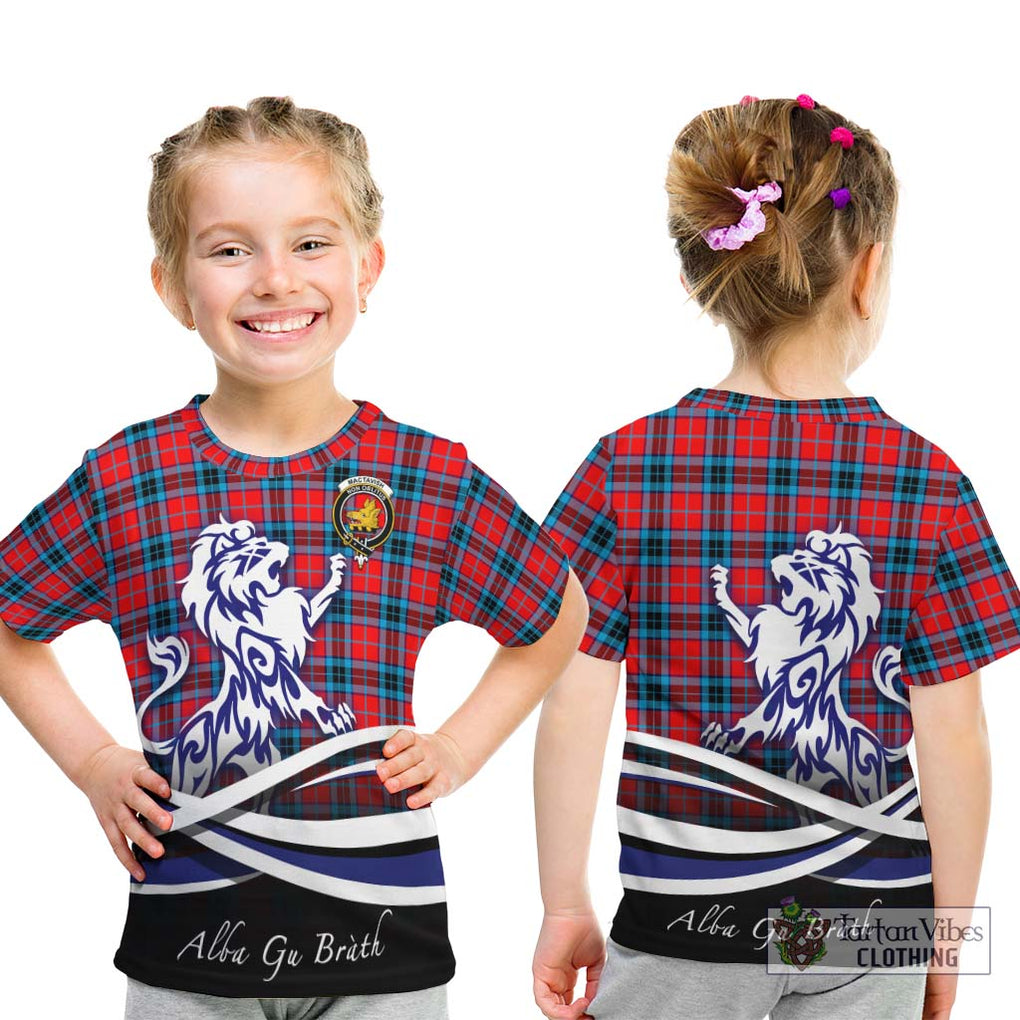 MacTavish (McTavish) Tartan Kid T-Shirt with Alba Gu Brath Regal Lion Emblem - Tartanvibesclothing Shop