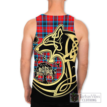 MacTavish (McTavish) Tartan Men's Tank Top with Family Crest Celtic Wolf Style
