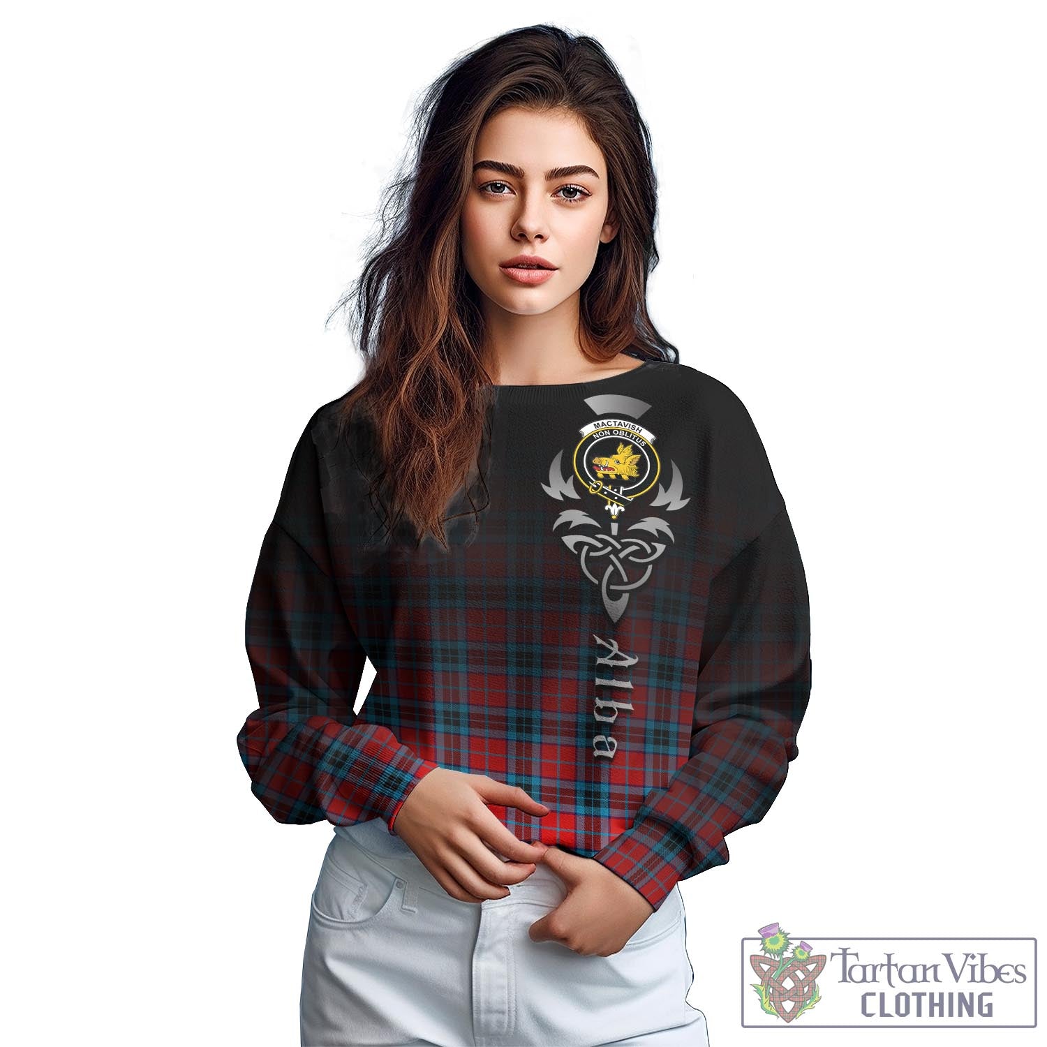 Tartan Vibes Clothing MacTavish Modern Tartan Sweatshirt Featuring Alba Gu Brath Family Crest Celtic Inspired