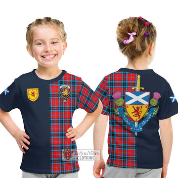 Tartan Vibes Clothing MacTavish Modern Tartan Kid T-Shirt with Scottish Lion Royal Arm Half Style