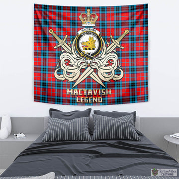 MacTavish (McTavish) Tartan Tapestry with Clan Crest and the Golden Sword of Courageous Legacy