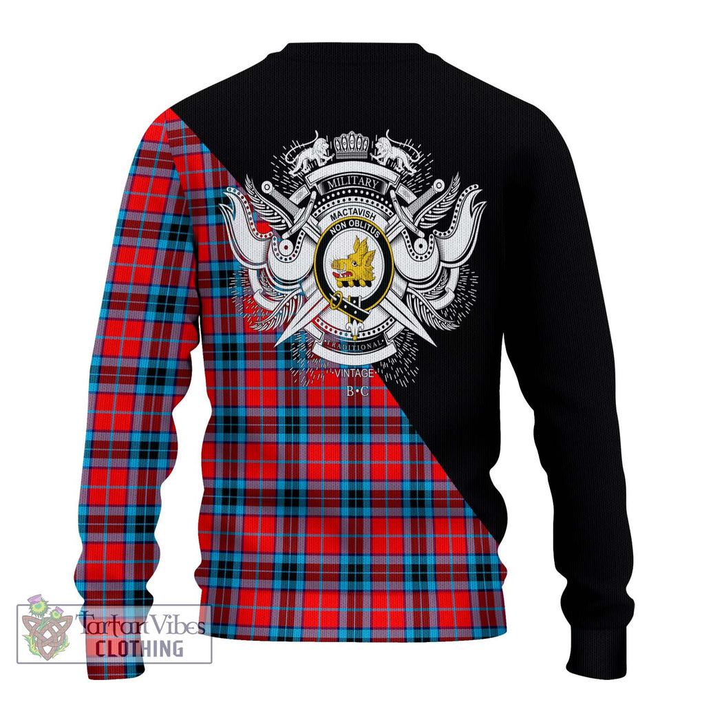 MacTavish (McTavish) Tartan Knitted Sweater with Family Crest and Military Logo Style - Tartanvibesclothing Shop