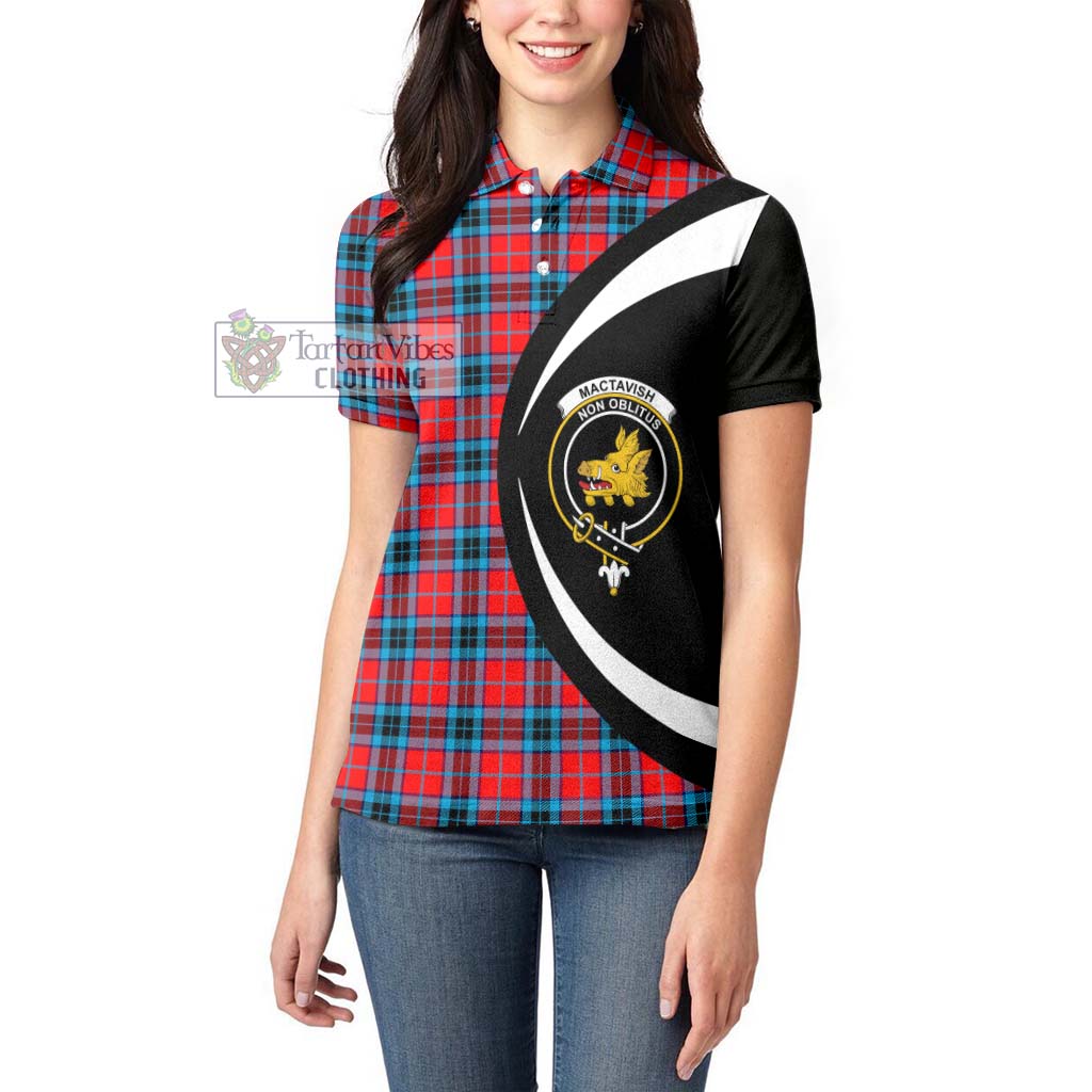 MacTavish (McTavish) Tartan Women's Polo Shirt with Family Crest Circle Style - Tartan Vibes Clothing