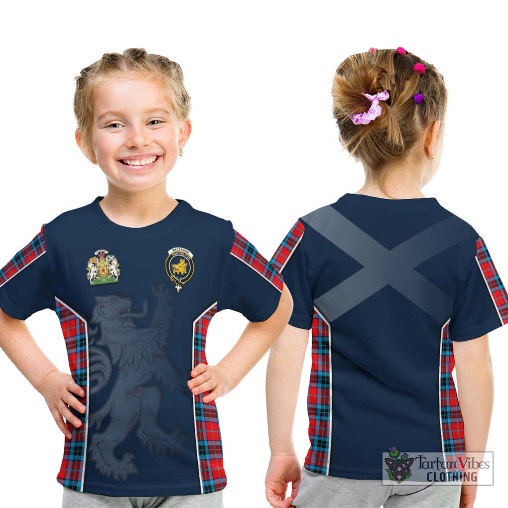 MacTavish (McTavish) Tartan Kid T-Shirt with Family Crest and Lion Rampant Vibes Sport Style - Tartan Vibes Clothing