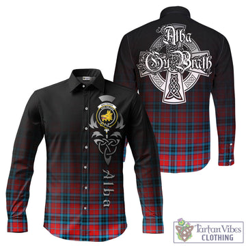 MacTavish (McTavish) Tartan Long Sleeve Button Up Featuring Alba Gu Brath Family Crest Celtic Inspired