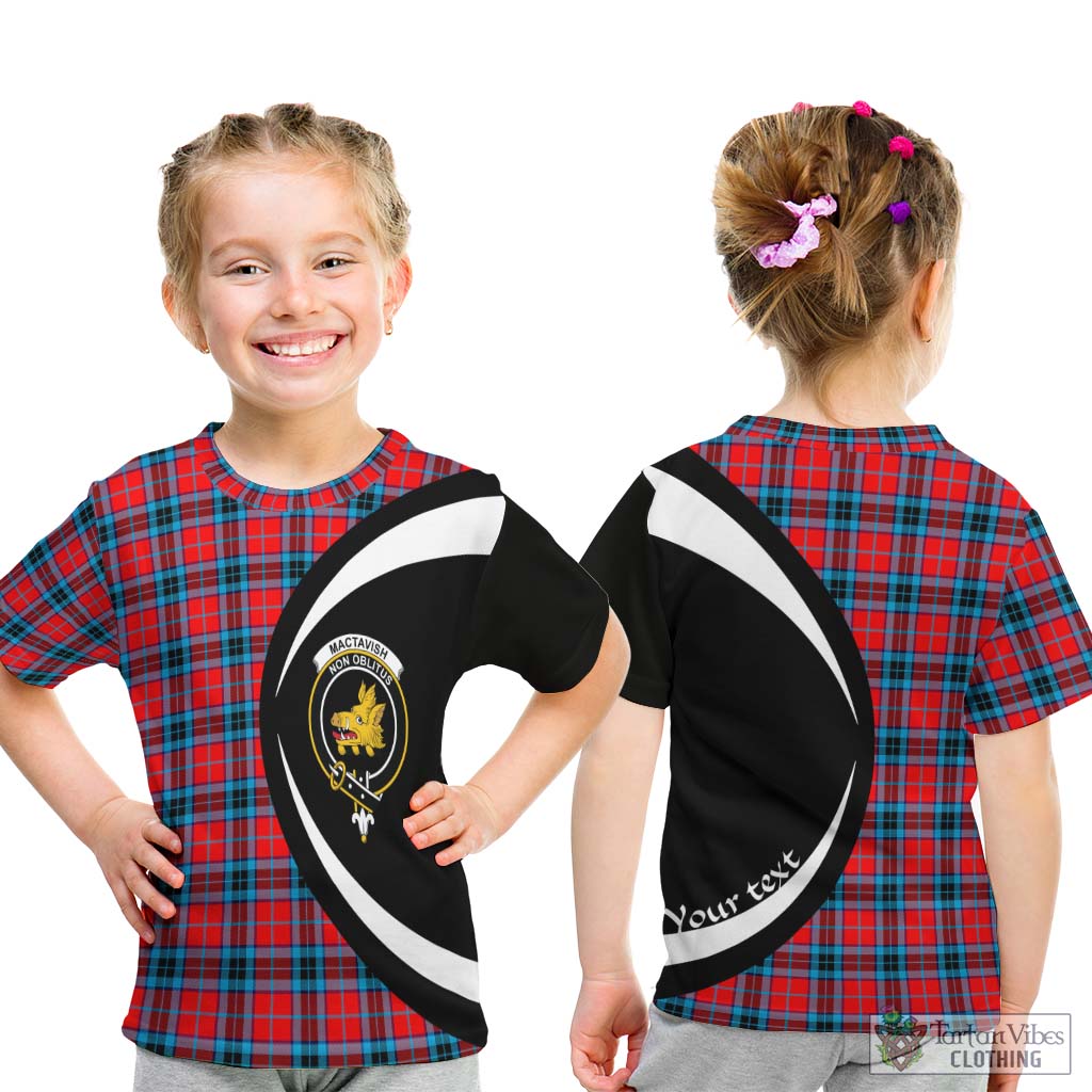 MacTavish (McTavish) Tartan Kid T-Shirt with Family Crest Circle Style - Tartan Vibes Clothing