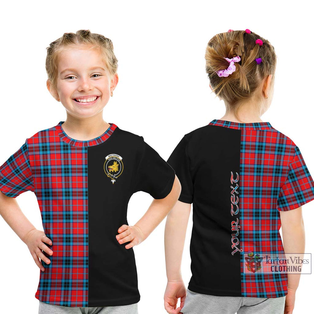 MacTavish (McTavish) Tartan Kid T-Shirt with Family Crest and Half Of Me Style - Tartanvibesclothing Shop