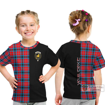 MacTavish (McTavish) Tartan Kid T-Shirt with Family Crest and Half Of Me Style - Tartanvibesclothing Shop