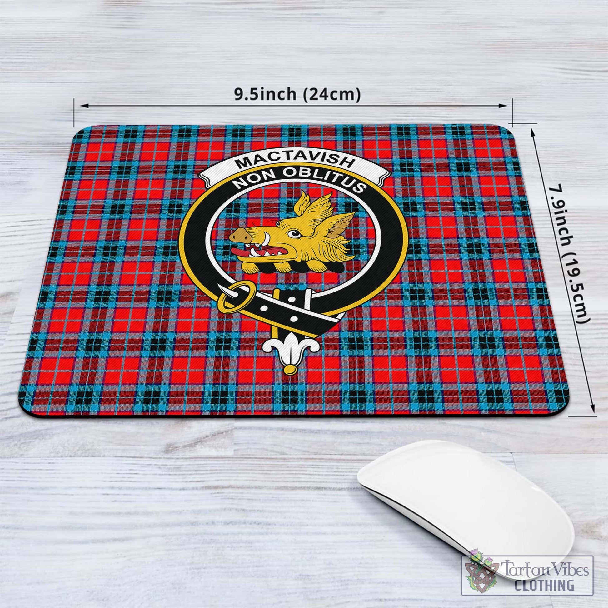 Tartan Vibes Clothing MacTavish Modern Tartan Mouse Pad with Family Crest