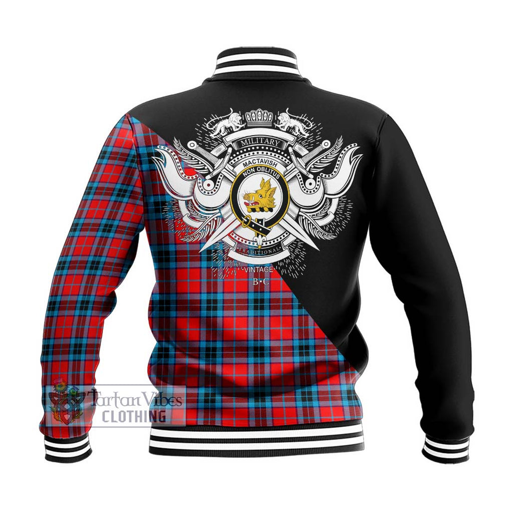 MacTavish (McTavish) Tartan Baseball Jacket with Family Crest and Military Logo Style - Tartanvibesclothing Shop